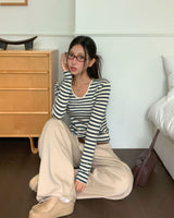 [MADE] Eden U-Neck Striped Long Sleeve T-Shirt
