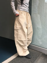 パンプキンワイドピンタックカーゴパンツ (4c)