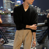 LMN Mile Cropped Oversized Fit V-neck Knitwear (8 colors)