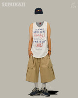DL レタリングウォッシングスリーブレスTシャツ