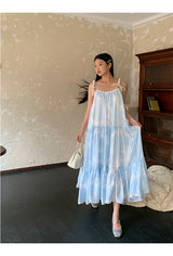 Sky Cloud Cancan Sleeveless Long One Piece