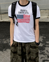 ルーアメリカンフラッグリンガーマッスルTシャツ
