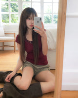 Sina Lace Strap Halter Short Sleeve
