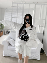 Bow Silky Overfit Leopard Patch Rugby Long Sleeve T-Shirt (2 Colors)