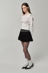 Rosy cake cable knit, White