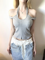 1278. Two way strap crop sleevless (2color)