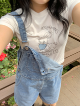 Opening Half Overalls Denim Overalls