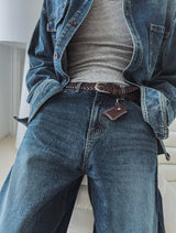 Kusi back band balloon denim pants