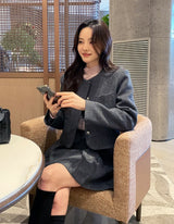 デリー起毛プリーツツイードミニスカート