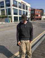 No.1496 alpaca button hood KNIT (3color)