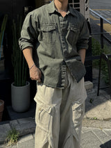 Carder dying washing cropped shirt