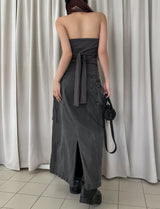 Pigmented Rope Cut Cargo Long Skirt