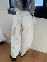 Mild Back Lace-Up Corset Balloon Wide Pants