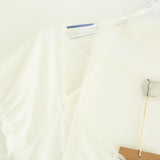 Lace Button Shirring Strap T-Shirt 231330508