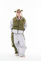 DOUBLE SHIRRING SUPER WIDE PANTS KHAKI / GRAY