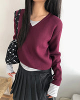 カニベーシックVネックニットトップ