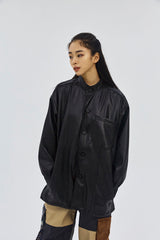HALF-TURTLENECK LEATHER JACKET