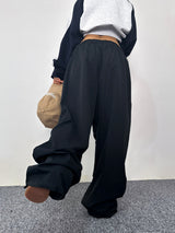 (UNISEX) LONG WIDE LOOSE-FIT PLEATED OVER BOXY PANTS