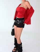 26FW Shirring Tube Top & Cardigan Set