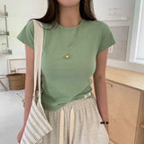 [BELLIDE MADE] Daily Label Semi-Cropped Short-Sleeved T-Shirt