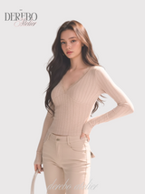 Daisy V-neck Lace Long Sleeve T-shirt