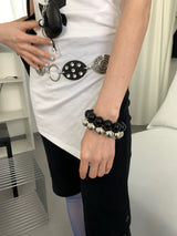 Metal acrylic ball bangle(2Set)
