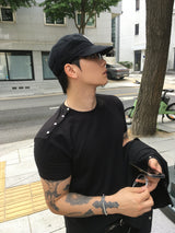 No.1794 R muscle side snap half T (3color)