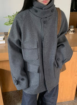 [unisex] ポピスウールハイネックハーフコート