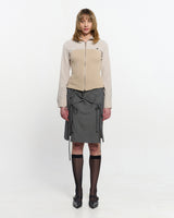 Ribbon Tied Slit Skirt _ GREY