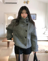 [wool 40%] スティンアルパカハイネックコート