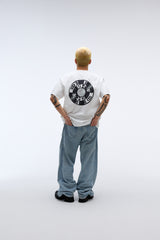 EEERRR レコードアートワークダメージウォッシングTシャツ (ホワイト)