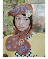 New product UnsocialNight original autumn and winter 水玉模様 ニットスカーフ 両面カラーコントラスト
