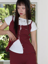 STRIPE JERSEY VEST (RED)