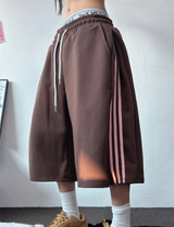 SIDE PINTUCK TRACK BALLOON BERMUDA PANTS ❤🤎🖤🩶🩷6COLOR