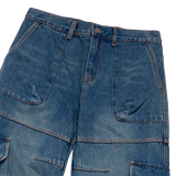 25SS ワイドデニムファティグカーゴパンツ ブルー