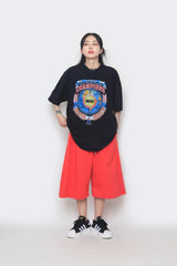 long wide sweat half pants