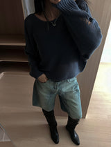  Bohemian damage crop long sleeve knit (5 colors)