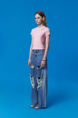 COLLECTION METAL POINT RIBBED T-SHIRT [PINK]