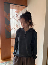 Kidu Color Matching Frill Hood Knit