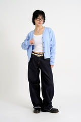 Non-fade slub low denim pants