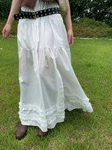 Rustic Pure Frill Slit Maxi Long Skirt (2 colors)