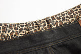 Leopard Layered Dark Denim Pants