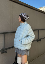STRIPE SHIRRING LOOSE BEANIE