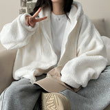 Mimoo soft wool hooded zip-up