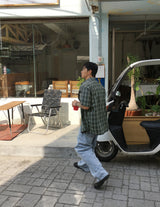 No.1312 LU check half SHIRT