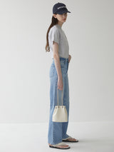 TIWI chain leather bucket bag / Cream Ivory