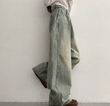 [Basic, Long/S~XL] Gus Washing Pintuck Wide Denim Pants
