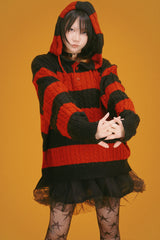 funky striped knit hood (2color)