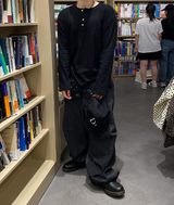 No.0858 HストライプPFワイドスナップパンツ