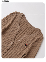 wool button twist embroidered long-sleeved knitwear